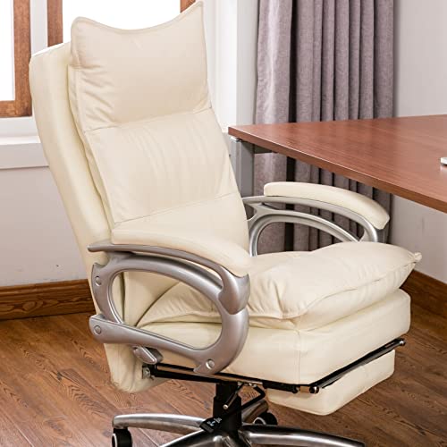 Kommerzieller ergonomischer Chefsessel aus gebundenem Leder mit hoher Rückenlehne, 300 Pfund ergonomischer Computer-Schreibtischstuhl mit verstellbarer Lordosenstütze, drehbarer Lederstuhl mit hoher von ANIFM