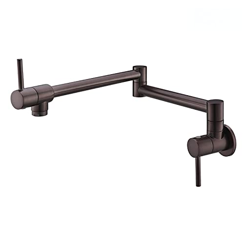 Topffüller Wasserhahn Single Cold Küchenarmatur Klappbare Wandmontage Messing Spülbeckenarmaturen Schwenkbarer Einloch-Küchentopffüller Wasserhahn Doppelgelenk Schwenkarm Wasserhahn,Braun Bronze von ANIFM