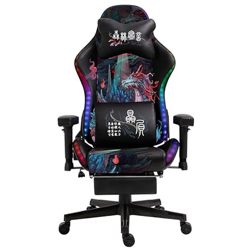 Video-Gaming-Stuhl, Racing-Liegestuhl, Racing-PC-Computer-Bürostuhl mit hoher Rückenlehne und Höhenverstellung, ergonomischer Chef-Computerstuhl aus PU-Leder, Lordosenstütze Comfortable anniversary von ANIFM