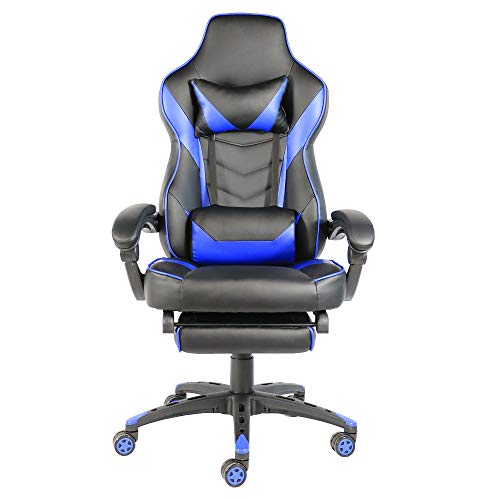 Video-Gaming-Stuhl Racing Recliner, ergonomischer Racing-Computer-Schreibtischstuhl mit hoher Rückenlehne und hochklappbarer Lordosenstütze, Kopfstütze, PU-Leder, Executive-Computerstuhl mit hoher von ANIFM