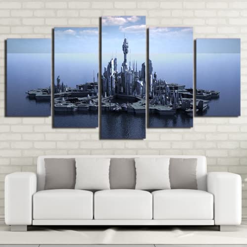 Malerei Wohnzimmer Wand Kunst Leinwand Poster Bild Keine Gerahmte Leinwand 5Pcs Stargate Atlantis Island Poster Wandkunst Bilder Dekoration Zubehör Wohnkultur Gemälde,40X60Cmx2 40X80Cmx2 40X100Cmx1 von ANIMNARUT