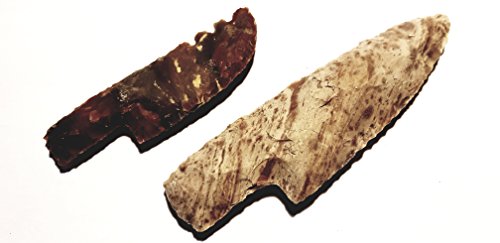 2 Stück Steinzeit Messer / Klinge (Steinmesser) mit und ohne Säge (Nachbau) (3inch und 4inch) von ANIMUS IMPERAT