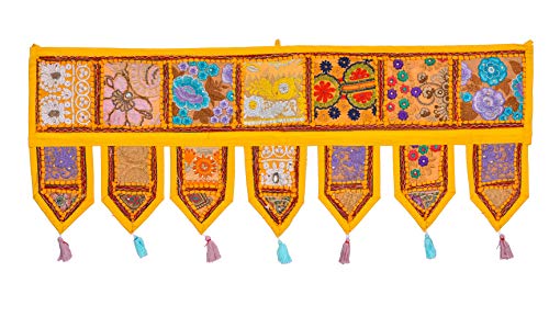 indische Baumwolle Bohemian Ethnic Vintage Patchwork Tür Topper Volants Fenster Volants von ANJANIYA