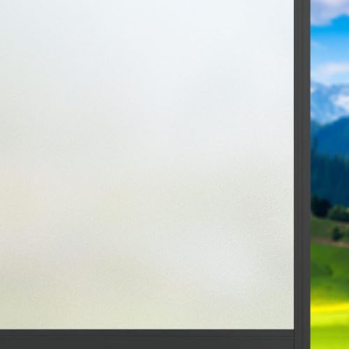 Blickdichte Fensterfolie 35 x 150 cm Ohne Klebstoff Statisch Haftend Wiederverwendbar Blickdicht Sichtschutzfolie Fenster für Zuhause Büro, Rein matt von ANJIAJIE
