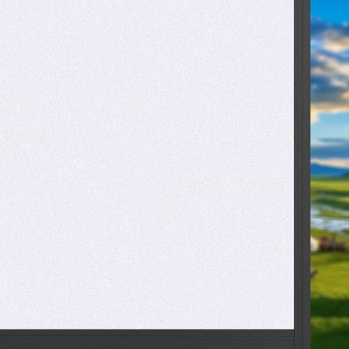 Blickdichte Fensterfolie 35 x 310 cm Ohne Kleber Dekorfolie Gute Privatsphäre Schutz Statisch No-Glue Sichtschutzfolie für Zuhause Büro, weiß matt von ANJIAJIE