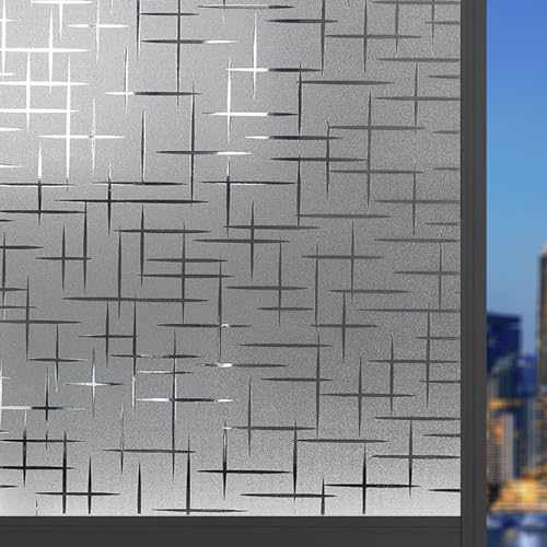 Blickdichte Fensterfolie 60 x 260 cm Ohne Klebstoff Folie Sichtschutz Anti UV Fenster Milchglasfolie für Wohnzimmer Küche Büro, Doji von ANJIAJIE