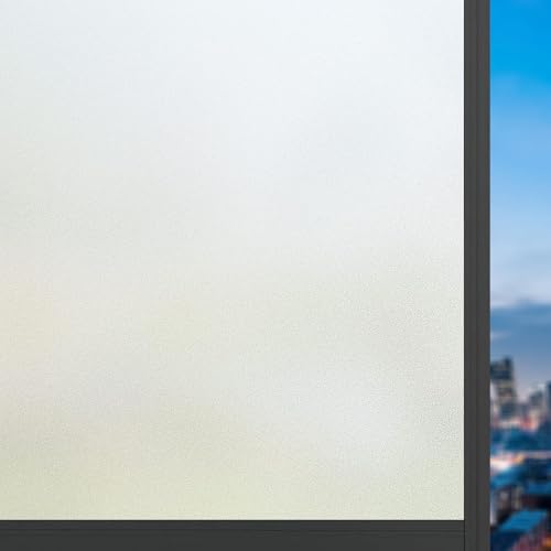 Blickdichte Fensterfolie 65 x 220 cm Statische Ohne Klebstoff Milchglasfolie Anti-Uv Geeignet Blickdicht Sichtschutzfolie Fenster für Zuhause Büro, Rein matt von ANJIAJIE