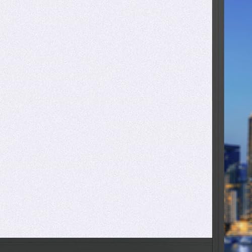 Blickdichte Fensterfolie 95 x 140 cm Ohne Klebstoff Folie Sichtschutz Anti UV Fenster Milchglasfolie für Wohnzimmer Küche Büro, weiß matt von ANJIAJIE