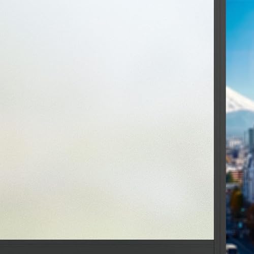 Fensterfolie Blickdicht Selbsthaftende 40 x 170 cm Ohne Klebstoff Statisch Haftend Wiederverwendbar Fensterfolie Blickdicht Selbsthaftende für Wohnzimmer Küche Büro, Rein matt von ANJIAJIE