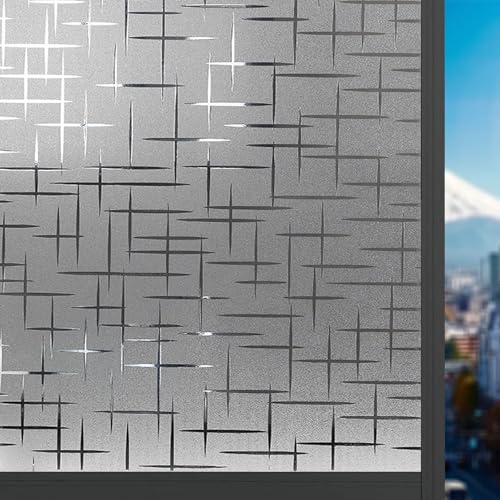 Fensterfolie Blickdicht Selbsthaftende 65 x 290 cm Ohne Klebstoff Statisch Haftend Wiederverwendbar Fensterfolie Blickdicht Selbsthaftende für Wohnzimmer Küche Büro, Doji von ANJIAJIE