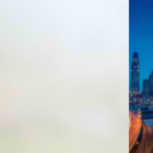 Fensterfolie Blickdicht Sichtschutzfolie 35 x 250 cm Sichtschutzfolie Fenster mit Anti-Uv - Milchglasfolie - Milchfolie Fenster für Zuhause Büro, Rein matt von ANJIAJIE