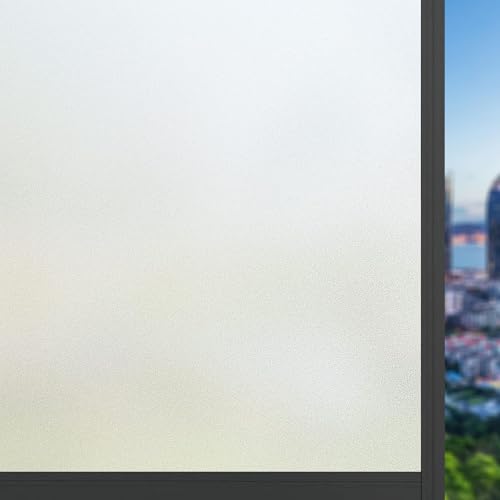 Fensterfolie Blickdicht Sichtschutzfolie 45 x 100 cm Haftung Ohne Klebstoff Milchglasfolie Folie Anti-Uv Fenster Milchglasfolie für Büro Wohnzimmer, Rein matt Fensterfolie Blickdicht Sichtschutzfolie 45 x 100 cm Haftung Ohne Klebstoff Milchglasfolie Folie Anti-Uv Fenster Milchglasfolie für Büro Wohnzimmer, Rein matt von ANJIAJIE
