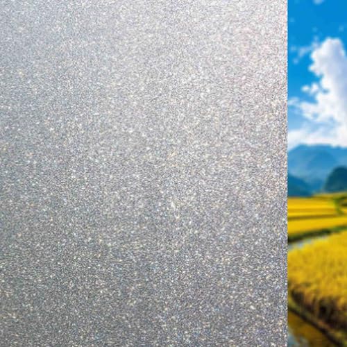 Fensterfolie Milchglasfolie Blickdicht Sichtschutzfolie 110 x 150 cm Haftung Ohne Klebstoff Milchglasfolie Folie Anti-Uv Fenster Sichtschutz für Büro Wohnzimmer, Mattiert von ANJIAJIE