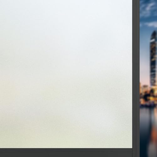 Fensterfolie Sichtschutzfolie 55 x 110 cm Ohne Kleber Dekorfolie Gute Privatsphäre Schutz Sichtschutzfolie Fenster Statische für Wohnzimmer Küche Büro, Rein matt von ANJIAJIE