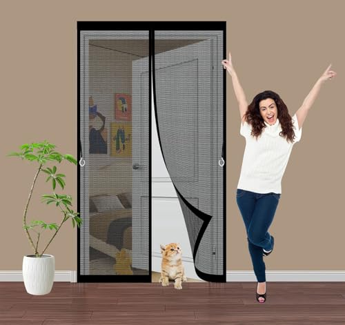 Fliegengitter Balkontür Magnet mit Stärkere Magneten 97 x 215 cm Ohne Bohren mit Starken Magneten Selbstschließend Magnet Fliegengitter Tür für Balkontüren, Fenstertüren, Terrassentüren., Schwarz Fliegengitter Balkontür Magnet mit Stärkere Magneten 97 x 215 cm Ohne Bohren mit Starken Magneten Selbstschließend Magnet Fliegengitter Tür für Balkontüren, Fenstertüren, Terrassentüren., Schwarz von ANJIAJIE
