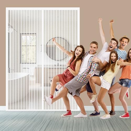 Fliegengitter Magnet Tür 169 x 235 cm Ohne Bohren mit Starken Magneten Selbstschließend Selbstklebendes Fliegengitter für Fenster für Schlafzimmer, Kinderzimmer, Weiß von ANJIAJIE