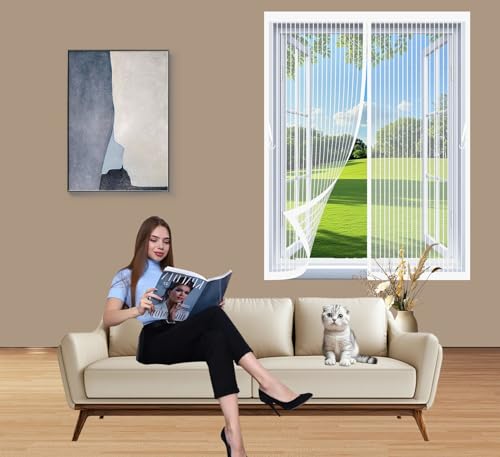 Fliegengitter Magnet Tür 176 x 205 cm Stärkere Magnete Fliegengitter Tür Ohne Bohren Magnetvorhang Fliegennetz Moskitonetz für Balkontüren, Fenstertüren, Terrassentüren., Weiß von ANJIAJIE