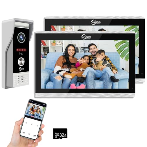 1080P Video-Türklingel-Kamera mit 10-Zoll-Touchscreen, Video-Türklingel-Gegensprechanlage, unterstützt automatische Aufnahme, Infrarot-Nachtsicht, PIR-Bewegungserkennung, 2 Monitore von ANJIELO SMART