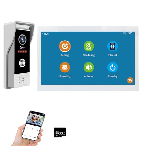 4-Draht 1080P visuelle Türsprechanlage Kamera mit 10-Zoll-Touchscreen visuelle Türsprechanlage, Unterstützung Auto-Aufnahme, IR-Nachtsicht, PIR-Bewegungserkennung, Access Card Unlocking von ANJIELO SMART