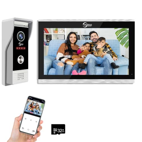 1080P Video-Türklingel-Kamera mit 25,4 cm (10 Zoll) Touchscreen, Video-Türklingel-Gegensprechanlage, unterstützt automatische Aufnahme, Infrarot-Nachtsicht, PIR-Bewegungserkennung von ANJIELO SMART