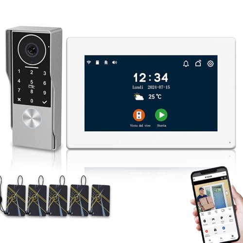 2-Draht-Video-Türsprechanlage für Wohnung,7-Zoll-Touchscreen mit Nachtsicht-Unterstützung,4 in 1 Entriegelung, Zwei-Wege-Sprechanlage für Villen nach Hause (1 silberne Türklingel+1 weiße Montor) 2-Draht-Video-Türsprechanlage für Wohnung,7-Zoll-Touchscreen mit Nachtsicht-Unterstützung,4 in 1 Entriegelung, Zwei-Wege-Sprechanlage für Villen nach Hause (1 silberne Türklingel+1 weiße Montor) von ANJIELO SMART
