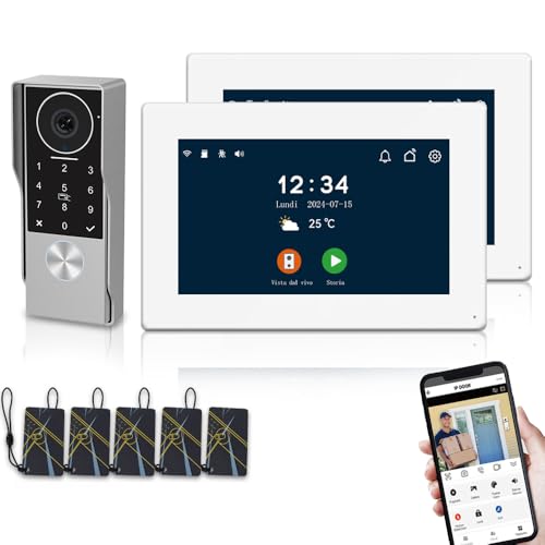 2-Draht-Video-Türsprechanlage für Wohnung,7-Zoll-Touchscreen mit Nachtsicht-Unterstützung,4 in 1 Entriegelung, Zwei-Wege-Sprechanlage für Villen nach Hause (1 silberne Türklingel+2 weiße Montor) 2-Draht-Video-Türsprechanlage für Wohnung,7-Zoll-Touchscreen mit Nachtsicht-Unterstützung,4 in 1 Entriegelung, Zwei-Wege-Sprechanlage für Villen nach Hause (1 silberne Türklingel+2 weiße Montor) von ANJIELO SMART