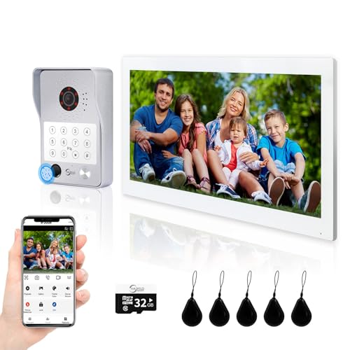 4-Draht-Verbindung ANJIELO SMART Visual Türsprechanlage, 1080P Visual Türsprechanlage Kamera, 10-Zoll-Touchscreen-Display, Fingerabdruck, IC-Karte und Passwort entsperren, TUYA APP-Unterstützung von ANJIELO SMART