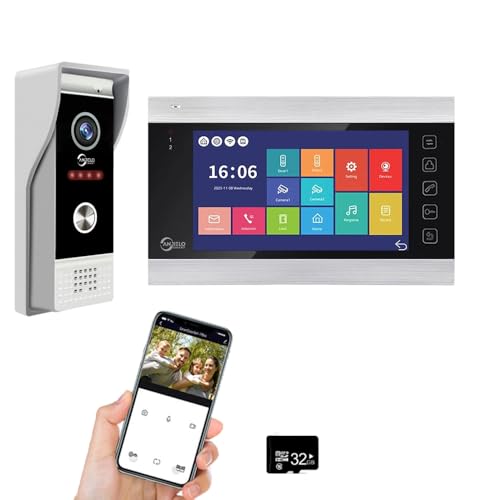 ANJIELO SMART 4-Draht-Verbindung Tuya Visuelle Gegensprechanlage mit 1080P HD Kamera Kabelgebundene Türklingel Kamera WiFi Bildschirm Monitor mit Weitwinkel Nachtsicht mit Bewegungserkennung von ANJIELO SMART