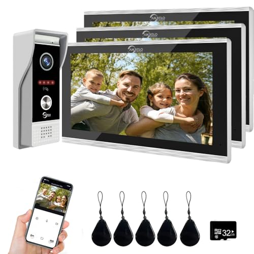 ANJIELO SMART TUYA Video-Türklingel-Gegensprechanlage (verdrahtet), 1080P Video-Türklingel-Kamera mit 10-Zoll-Touchscreen-Monitor, unterstützt Bewegungserkennung, mehrere Entriegelungsmethoden, 3 von ANJIELO SMART