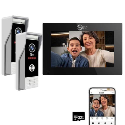 ANJIELO SMART TUYA 1080P Video Türklingel Kamera mit 7 Zoll Touchscreen Video Türklingel Gegensprechanlage, Unterstützung Auto Aufnahme Infrarot Nachtsicht PIR Bewegungserkennung, 2 Türklingeln von ANJIELO SMART