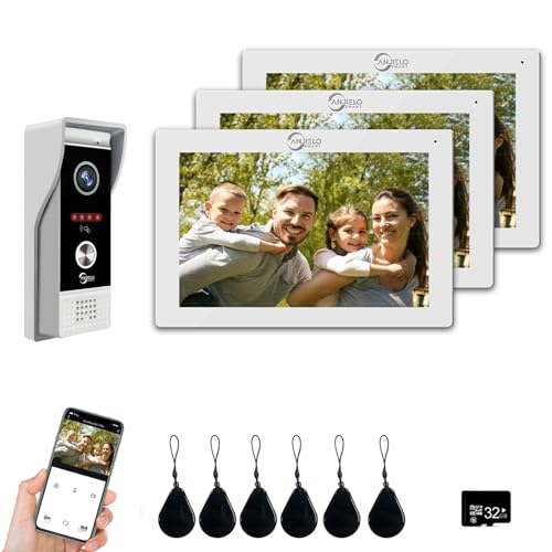 TUYA 1080P Video Türklingel Kamera mit 7" Touchscreen Video Türklingel Gegensprechanlage, Unterstützung Auto Recording Infrarot Nachtsicht, 3 Displays von ANJIELO SMART