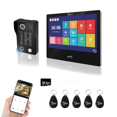 TUYA 1080P Video-Türsprechanlage für Wohnung, Türklingel, 25,4 cm (10 Zoll), kabelgebundener Touch-Monitor, unterstützt Fingerabdruck, RFID-Karte, Passwort-Entsperrung von ANJIELO SMART