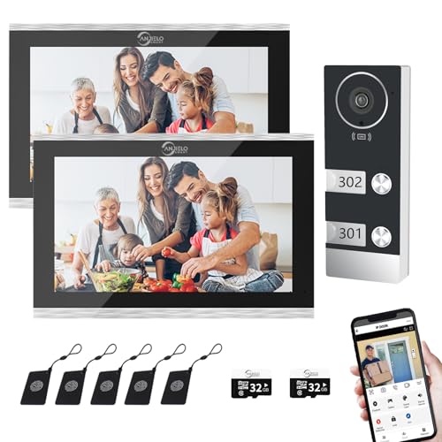 Verdrahtete Video-Sprechanlage für Wohnungen 2 Einheiten 10 Zoll Touch Monitor Wireless WiFi Video Türklingel System, Video-Türsprechanlage, 3 in 1 Unlock, Dual Way Intercom für Home Villa (silber) Verdrahtete Video-Sprechanlage für Wohnungen 2 Einheiten 10 Zoll Touch Monitor Wireless WiFi Video Türklingel System, Video-Türsprechanlage, 3 in 1 Unlock, Dual Way Intercom für Home Villa (silber) von ANJIELO SMART