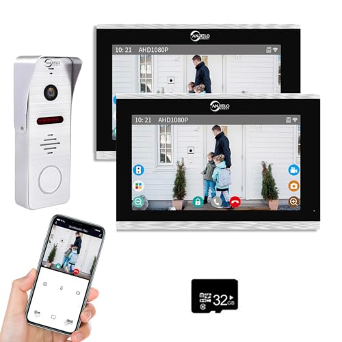 Verdrahtete Video-Türklingel Gegensprechanlage Wohnung 10-Zoll-Touch-Monitor-System 1080P Video-Eingangstürsprechanlage Türkamera TUYA WiFi Smart Home Türsprechanlagen (1 Türklingel+2 Monitor) von ANJIELO SMART