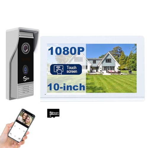 Video-Türklingel-Sprechanlage mit 10-Zoll-Touch-Screen-Monitor, 1080P Kamera Nachtsicht Unterstützung Remote Unlock für Smart Home Wohnung Sicherheit von ANJIELO SMART