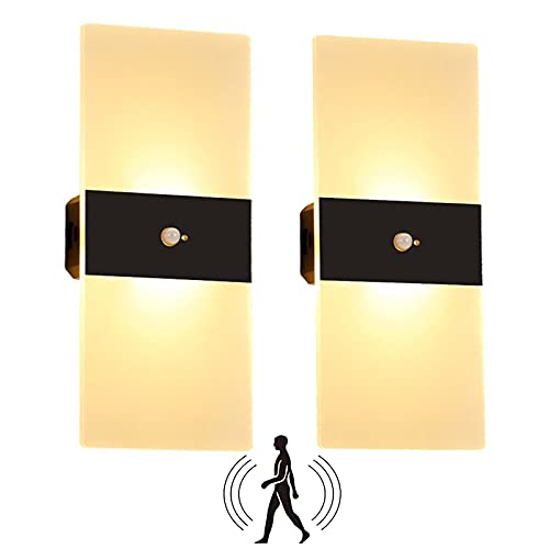 2 Stücke LED Akku Wandleuchte Kabellos mit Bewegungssensor Innen Batteriebetrieben Wandbeleuchtung Magnetisches Nachtlicht USB Wiederaufladbares Induktionslicht für Treppenhaus Flur Wand Lampe,3000k von ANKBOY
