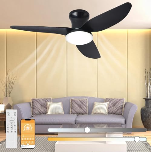 ANKBOY Deckenventilator mit Beleuchtung und Fernbedienung, APP-Kontrolle Leise 30W LED Ventilator Deckenlampe, Dimmbare 3 Farbtemperatur Deckenleuchte, 6 Geschwindigkeiten Timer Deckenlampe 100CM von ANKBOY