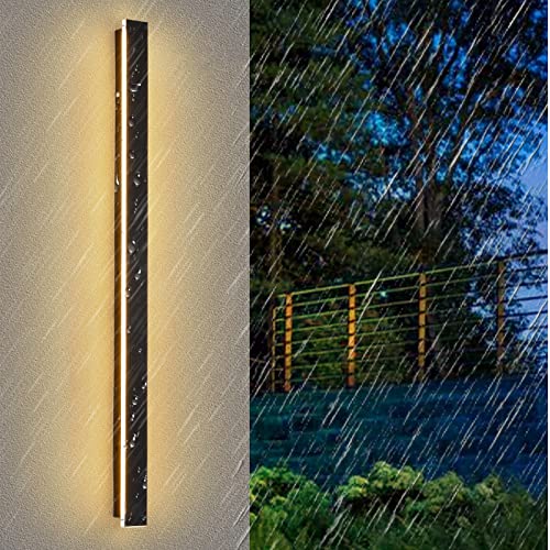 ANKBOY LED Außen Wandleuchten Lineare Warmweiße Wandlampe für Aussen Garten Terrassen, IP65 Wasserdicht Schwarz Aluminium Außenwandleuchten 3000K Verandabeleuchtung Außenbeleuchtung (A,150CM/ 48W) von ANKBOY