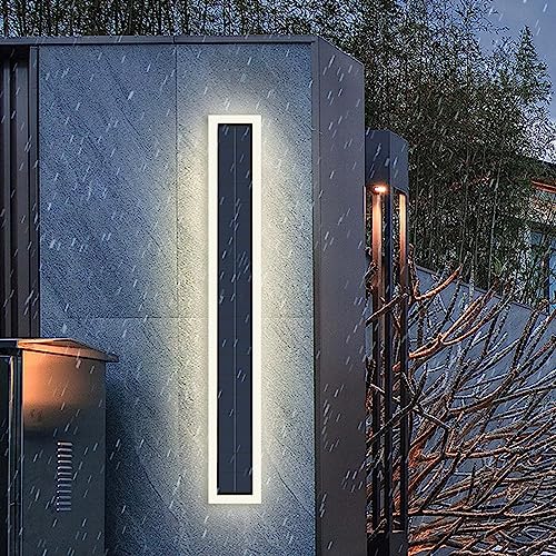 ANKBOY LED Lange Wandlampe Aussen, Solarbetriebene Kabellos Wandleuchte Wasserdichte IP65 Außenwandleuchte Schwarz Wandbeleuchtung für Garten Villa Porch Veranda, 10W Neutralweiß 4500K von ANKBOY