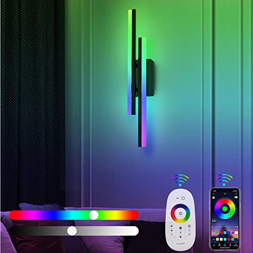 ANKBOY LED Wandlampen Innen RGB Farbe Dimmbar Wandleuchte Mit Fernbedienung, Modern 16W Farbwechsel Neon Wandbeleuchtung Musik Rhythmus Pickup Lichter Ambientebeleuchtung für Wohnzimmer Schlafzimmer von ANKBOY