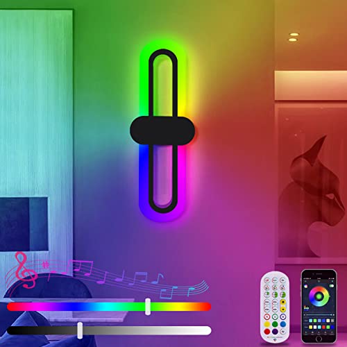 ANKBOY LED Wandleuchte Innen Dimmbar Wandlampe mit Fernbedienung App-Steuerung, RGB Farbwechsel Lampe Musikalischer Rhythmus Timer Funktion, 40cm Deko Wandbeleuchtung für Schlafzimmer Wohnstube von ANKBOY