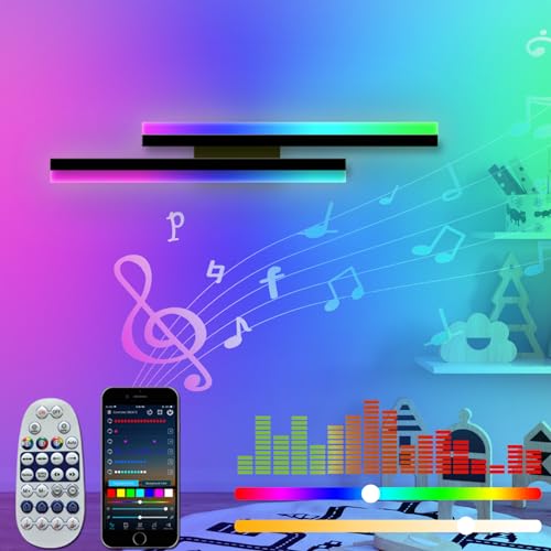 ANKBOY LED Wandleuchte Innen Smart RGB Dimmbar Wandlampe mit APP Fernsteuerung Musik-Sync 16 Millionen Farben Farbwechsel Ambientelicht Lange Wandbeleuchtung für Wohnzimmer Schlafzimmer von ANKBOY