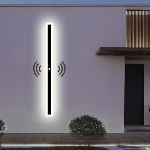 ANKBOY Wandleuchhte Aussen mit Bewegungsmelder LED Aussenlampe IP65 Wasserdicht Aluminium Villa Außenwandleuchten Lange Terrasse Wandlampe Schwarz GarageBeleuchtung, Neutralweiß 4500K (100cm) von ANKBOY