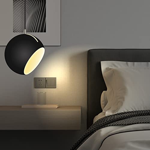 BELYSN Pendelleuchte Höhenverstellbar Modern Design, Schlafzimmer Hängelampe Schwarz Metall Pendellampe mit E27 Fassung, 360° Einstellbar Hängeleuchte für Esstisch Esszimmer von ANKBOY