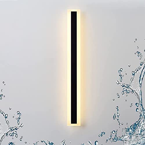 LED Lange Wandleuchte Außen, Schwarz Außenwandleuchte IP65 Wasserdicht Wandlampe Lange Wand Licht 3000K Warmweiss Aussenleuchte Up Down Wandbeleuchtung für Villa Porch Eingang Flur Treppe (120CM) von ANKBOY