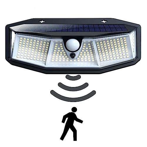 Solarlampen für Außen mit Bewegungsmelder, 268 LEDs 3 Modi Außen Garten Solarleuchte IP65 Wasserdichte Aussen Solar Wandleuchte für Veranda Garage, Weißes Licht (6500K-7000K) von ANKBOY