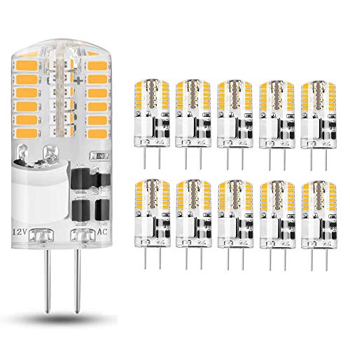 ANKEY 10er G4 Led Lampen Warmweiß Birnen,3,5W,35W Halogenlampen,Kein Flackern nicht dimmbar, G4 Led Birnen Stiftsockellampe,g4Leuchtmittel Glühbirnen,AC/DC 12V kleine Glühbirnen,3000k von Ankey