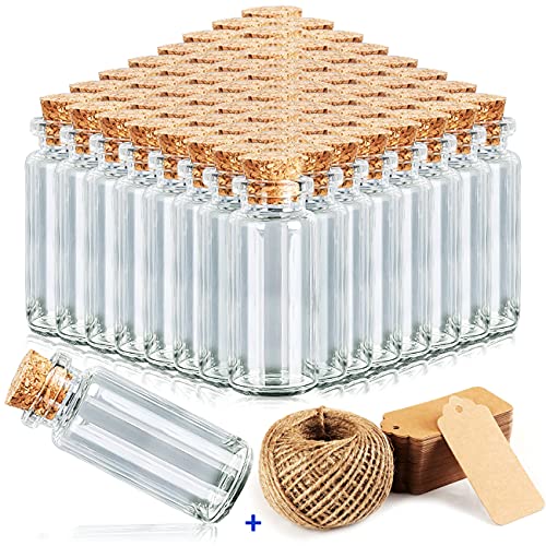 Glasfläschchen mini Flaschen mit korken 40Stk kleine korkenflaschen 10ml + Bindfaden + 40Stk Hängeetiketten (10ml) von beihuazi