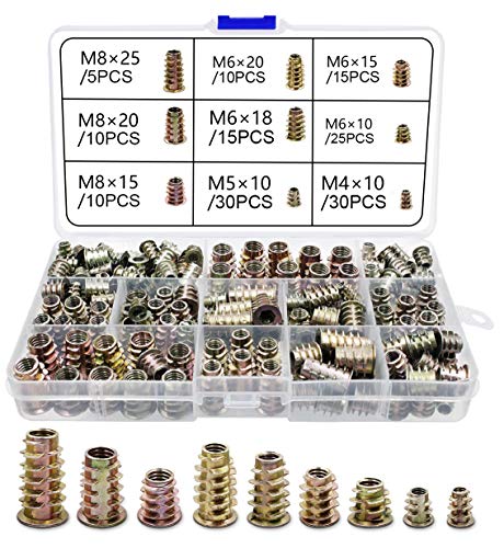 Gewindeeinsatz Holz Einschraubmutter M4 M5 M6 M8 Innensechskantmuttern für Holz Möbel (150pcs) von beihuazi