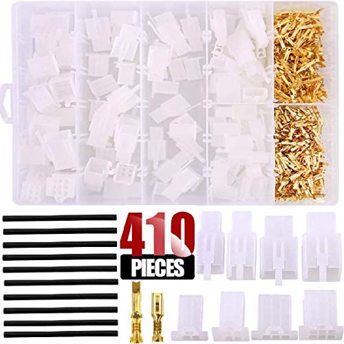beihuazi® Steckverbinder 410er Flachstecker Set 400Stk Motorrad/KFZ/Auto/E-Bik/Fahrrad Stecker 2 3 4 6 Polig 2,8mm Männlich/Weiblich Anschlußstecker Gehäuse Sortiment Kit +10Stk Schrumpfschlauch von beihuazi